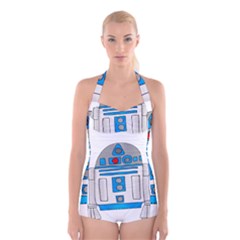 Technology-clip-art-r2d2 Boyleg Halter Swimsuit  by 99art