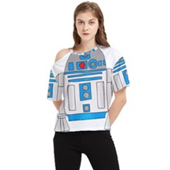 Technology-clip-art-r2d2 One Shoulder Cut Out Tee by 99art