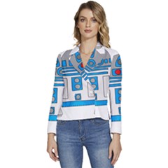 Technology-clip-art-r2d2 Women s Long Sleeve Revers Collar Cropped Jacket by 99art