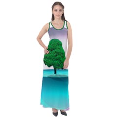 Crystal-ball-sphere-cartoon Color Background Sleeveless Velour Maxi Dress by 99art
