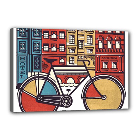 Amsterdam Graphic Design Poster Illustration Canvas 18  X 12  (stretched) by 99art