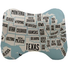 Black White Usa Map States Head Support Cushion by B30l