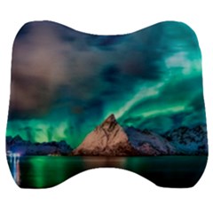 Amazing Aurora Borealis Colors Velour Head Support Cushion by B30l