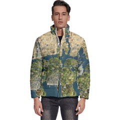 Map Illustration Gta Men s Puffer Bubble Jacket Coat by B30l