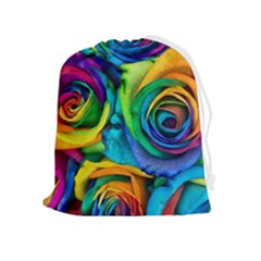 Colorful Roses Bouquet Rainbow Drawstring Pouch (xl) by B30l