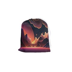 Fire Flame Burn Hot Heat Light Burning Orange Drawstring Pouch (small) by Cowasu