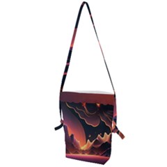 Fire Flame Burn Hot Heat Light Burning Orange Folding Shoulder Bag by Cowasu