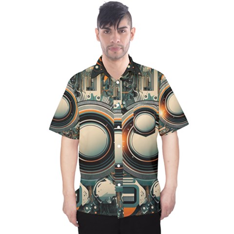 Illustrations Technology Robot Internet Processor Men s Hawaii Shirt by Cowasu