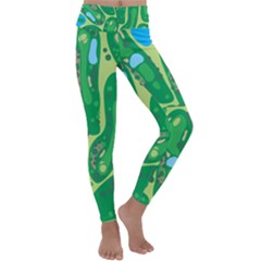 Golf Course Par Golf Course Green Kids  Lightweight Velour Classic Yoga Leggings by Cowasu