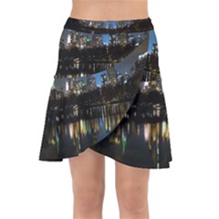 New York Night Central Park Skyscrapers Skyline Wrap Front Skirt by Cowasu