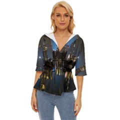 New York Night Central Park Skyscrapers Skyline Lightweight Drawstring Hooded Top by Cowasu