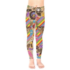 Multicolored Doodle Art Wallpaper Kids  Classic Winter Leggings by Cowasu