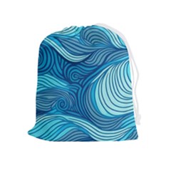 Ocean Waves Sea Abstract Pattern Water Blue Drawstring Pouch (xl) by danenraven