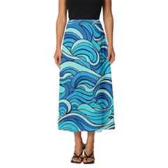 Pattern Ocean Waves Blue Nature Sea Abstract Classic Midi Chiffon Skirt by danenraven