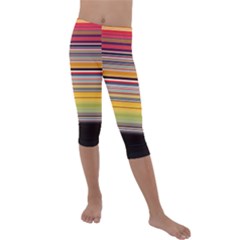 Neopolitan Horizontal Lines Strokes Kids  Lightweight Velour Capri Leggings  by Bangk1t