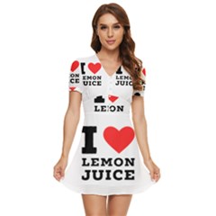 I Love Lemon Juice V-neck High Waist Chiffon Mini Dress by ilovewhateva