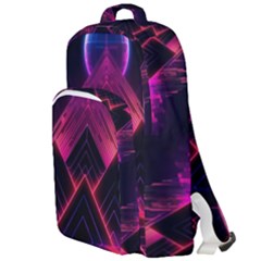 Synthwave City Retrowave Wave Double Compartment Backpack by Bangk1t
