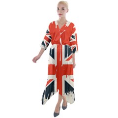 Union Jack England Uk United Kingdom London Quarter Sleeve Wrap Front Maxi Dress by Bangk1t