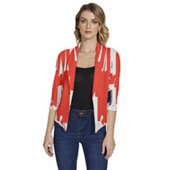 Union Jack England Uk United Kingdom London Women s Draped Front 3/4 Sleeve Shawl Collar Jacket by Bangk1t