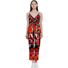 Carlos Sainz V-neck Spaghetti Strap Tie Front Jumpsuit by Boster123