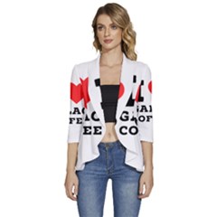 I Love Galao Coffee Women s 3/4 Sleeve Ruffle Edge Open Front Jacket by ilovewhateva