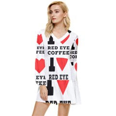 I Love Red Eye Coffee Tiered Long Sleeve Mini Dress by ilovewhateva