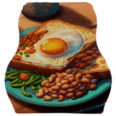 Breakfast Egg Beans Toast Plate Car Seat Velour Cushion  by Ndabl3x