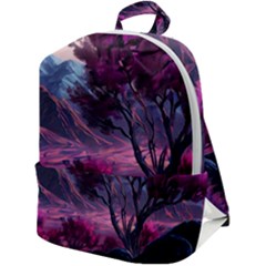 Landscape Painting Purple Tree Zip Up Backpack by Ndabl3x