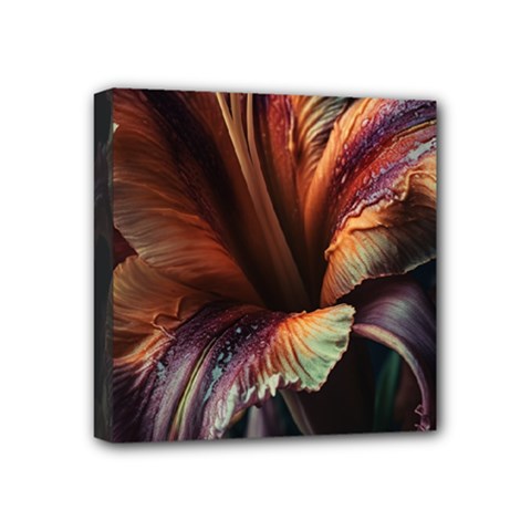 Flower Orange Lilly Mini Canvas 4  X 4  (stretched) by Ndabl3x