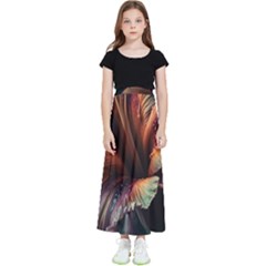 Flower Orange Lilly Kids  Flared Maxi Skirt by Ndabl3x