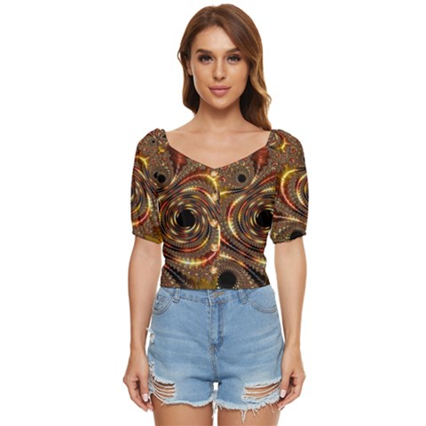 Geometric Art Fractal Abstract Art Button Up Blouse by Ndabl3x