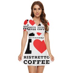 I Love Ristretto Coffee V-neck High Waist Chiffon Mini Dress by ilovewhateva