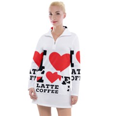 I Love Latte Coffee Women s Long Sleeve Casual Dress by ilovewhateva