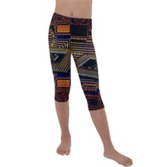 Processor Cpu Board Circuit Kids  Lightweight Velour Capri Leggings  by Wav3s