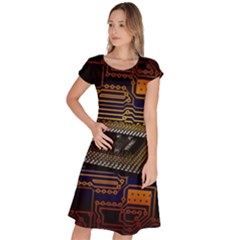 Processor Cpu Board Circuit Classic Short Sleeve Dress by Wav3s