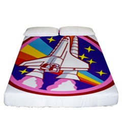 Badge-patch-pink-rainbow-rocket Fitted Sheet (california King Size) by Wav3s