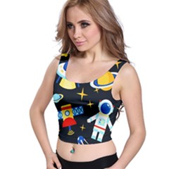Space Seamless Pattern Crop Top by Wav3s