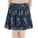 Monster-alien-pattern-seamless-background Pleated Mini Skirt View1