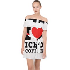 I Love Iced Coffee Off Shoulder Chiffon Dress by ilovewhateva