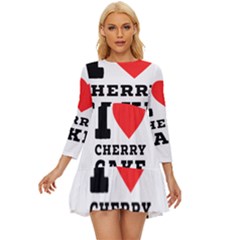 I Love Cherry Cake Long Sleeve Babydoll Dress by ilovewhateva