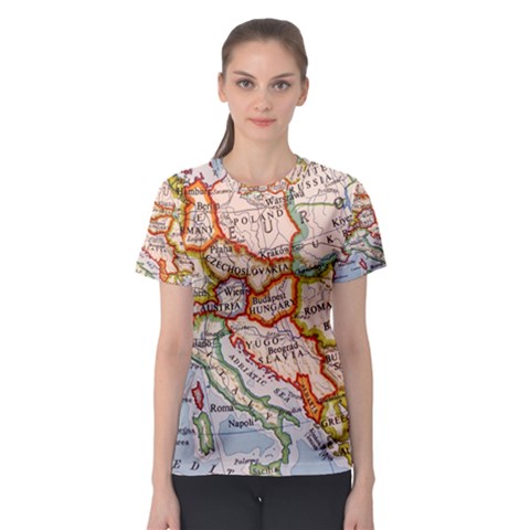 Map Europe Globe Countries States Women s Sport Mesh Tee by Ndabl3x