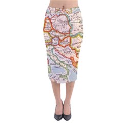 Map Europe Globe Countries States Velvet Midi Pencil Skirt by Ndabl3x