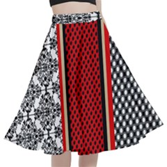 Background Damask Red Black A-line Full Circle Midi Skirt With Pocket by Ndabl3x