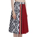 Background Damask Red Black A-Line Full Circle Midi Skirt With Pocket View3