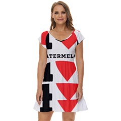 I Love Watermelon  Short Sleeve Tiered Mini Dress by ilovewhateva