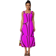 Stained Glass Love Heart Square Neckline Tiered Midi Dress by Vaneshart