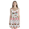 Seamless Pattern Coconut Piece Palm Leaves With Pink Hibiscus Split Back Mini Dress  View1