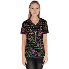 Math-linear-mathematics-education-circle-background Women s V-neck Scrub Top by Vaneshart