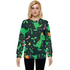 Christmas-funny-pattern Dinosaurs Hidden Pocket Sweatshirt by Vaneshart