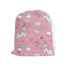 Cute-unicorn-seamless-pattern Drawstring Pouch (xl) by Vaneshart